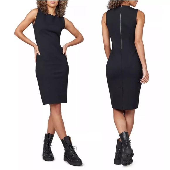 SPANX The Perfect Fitted black midi dress Sleeveless Premium Ponte Sheath large - Picture 1 of 15